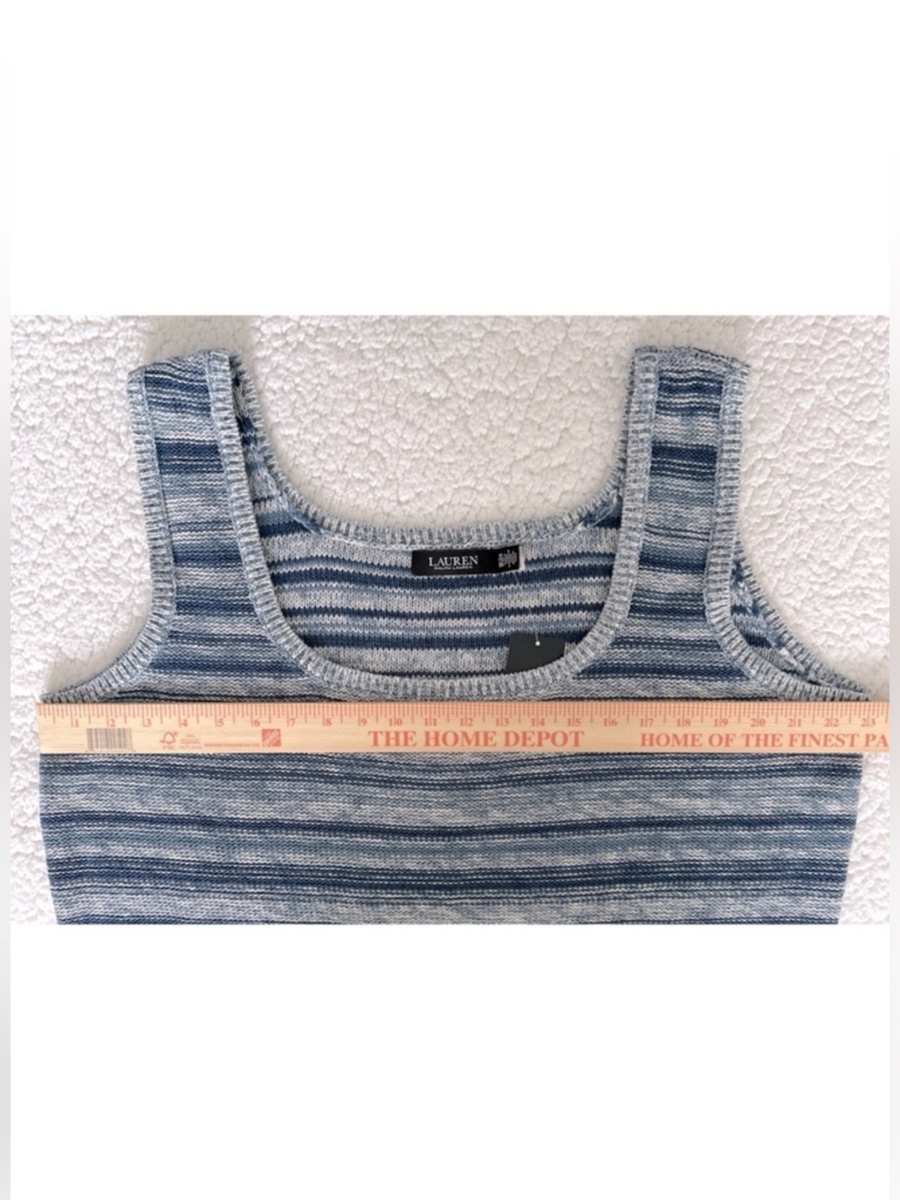 Lauren Ralph Lauren Blue Multi-Stripe Knit Linen Blend Tank Top Size 2X - Picture 11 of 12